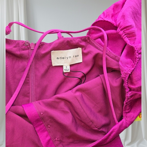 Adelyn Rae Magenta Puff Sleeve Midi Dress - Picture 3 of 10